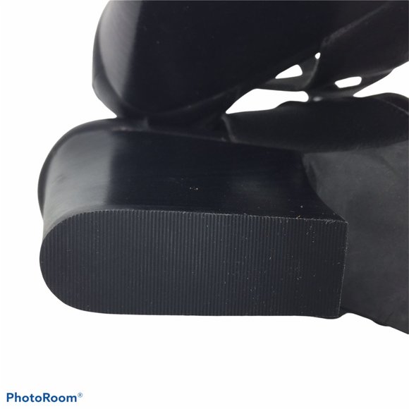 NEW VERY VOLATILE LOS ANGELES 9M Black leather Heel Ankle Strap Buckles - Picture 9 of 13